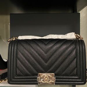 CHANEL - Boy Chevron Calf Skin Caviar